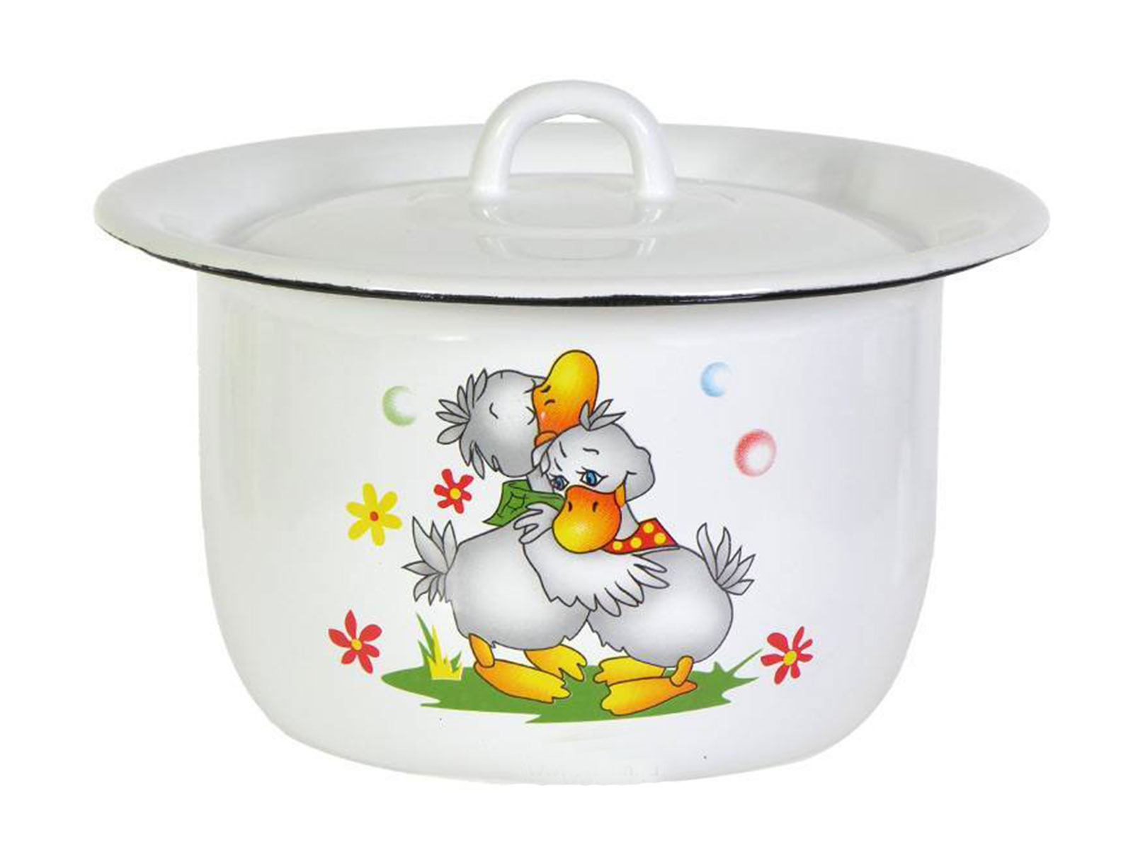 Горшок эмалированный с крышкой расцветка МИКС ТМ Эмаль