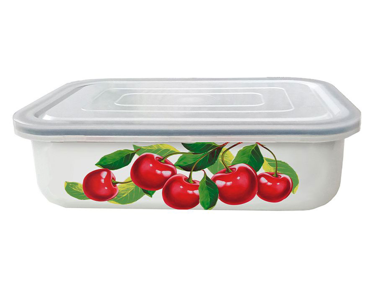 Лоток эмалированный для холодца с крышкой Вишневый сад