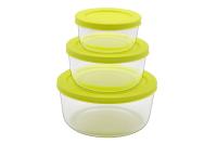 Набор контейнеров стеклянных круглых с крышкой зеленые 3 в 1 ТМ Appetite