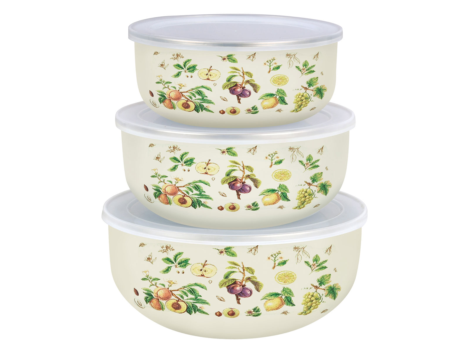 Набор мисок эмалированных 3 предмета Фруктовый сад