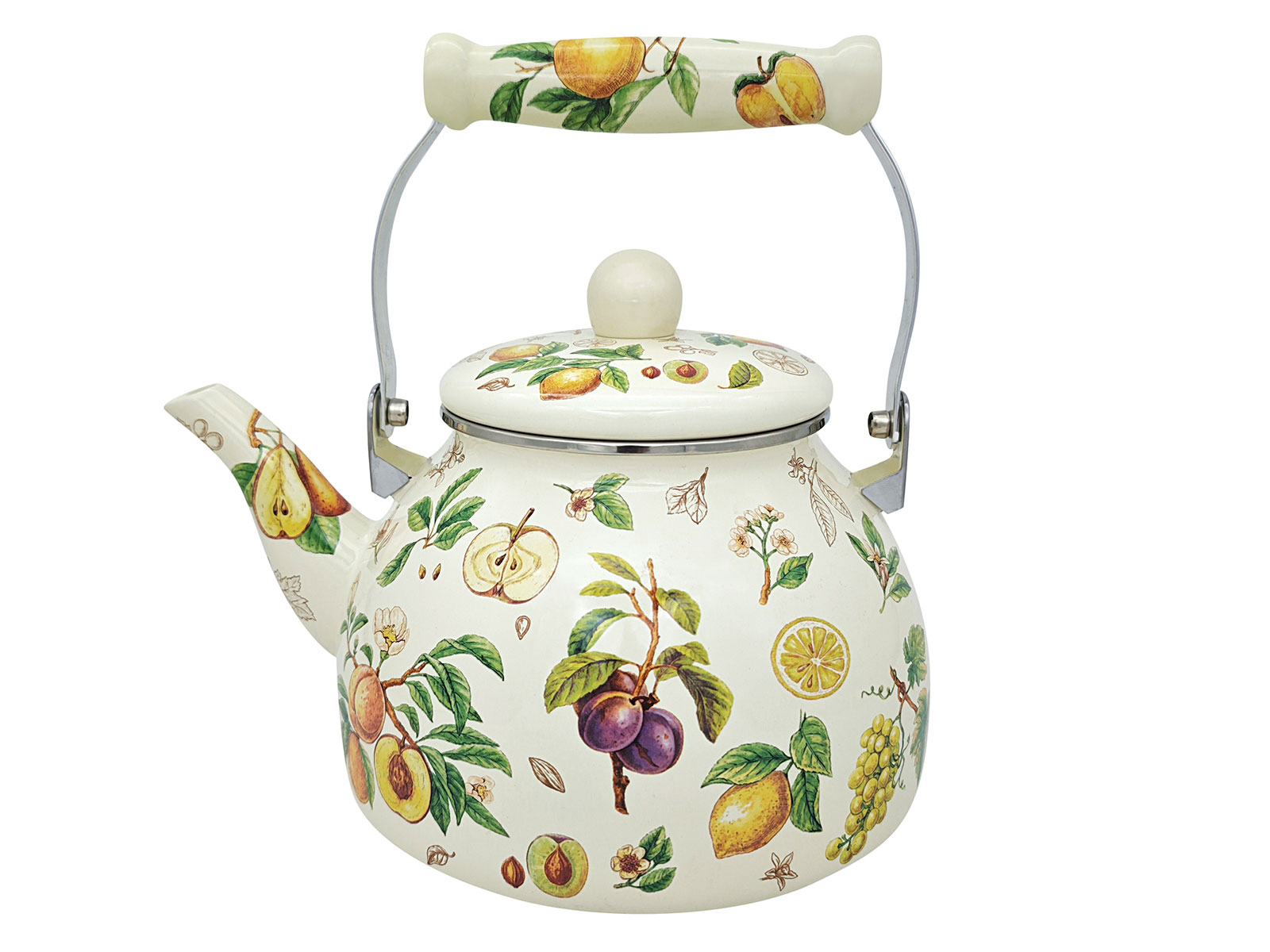 Чайник эмалированный с керамической ручкой Фруктовый сад TM Appetite