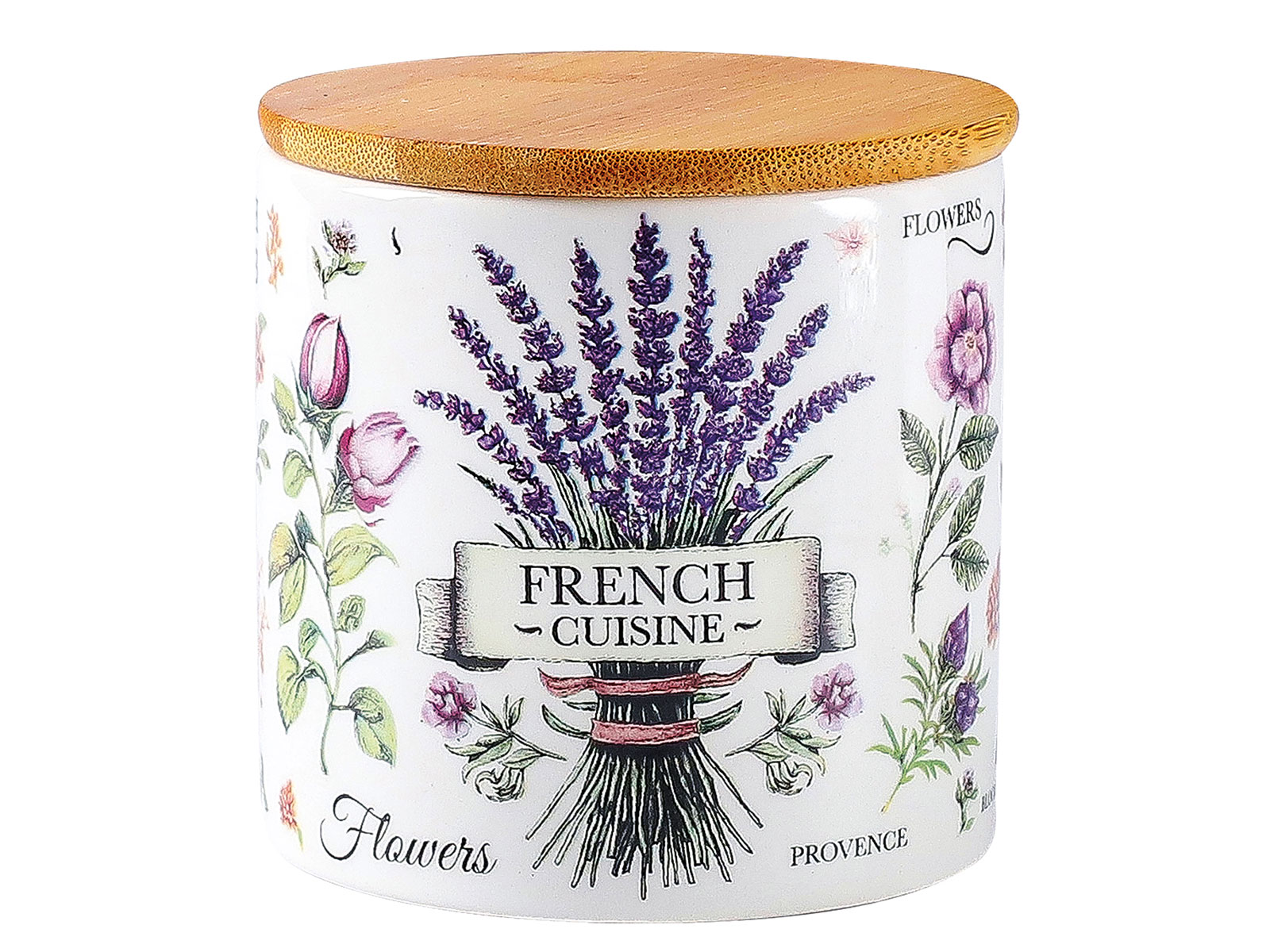 Банка керамическая для хранения сыпучих продуктов с бамбуковой крышкой Эдем TM Appetite