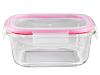 Контейнер стеклянный квадратный розовый герметичная крышка TM Appetite
